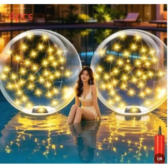 Swimming Pool Lights LED with Floating Solar Design and Inflatable Sphere - Image 1