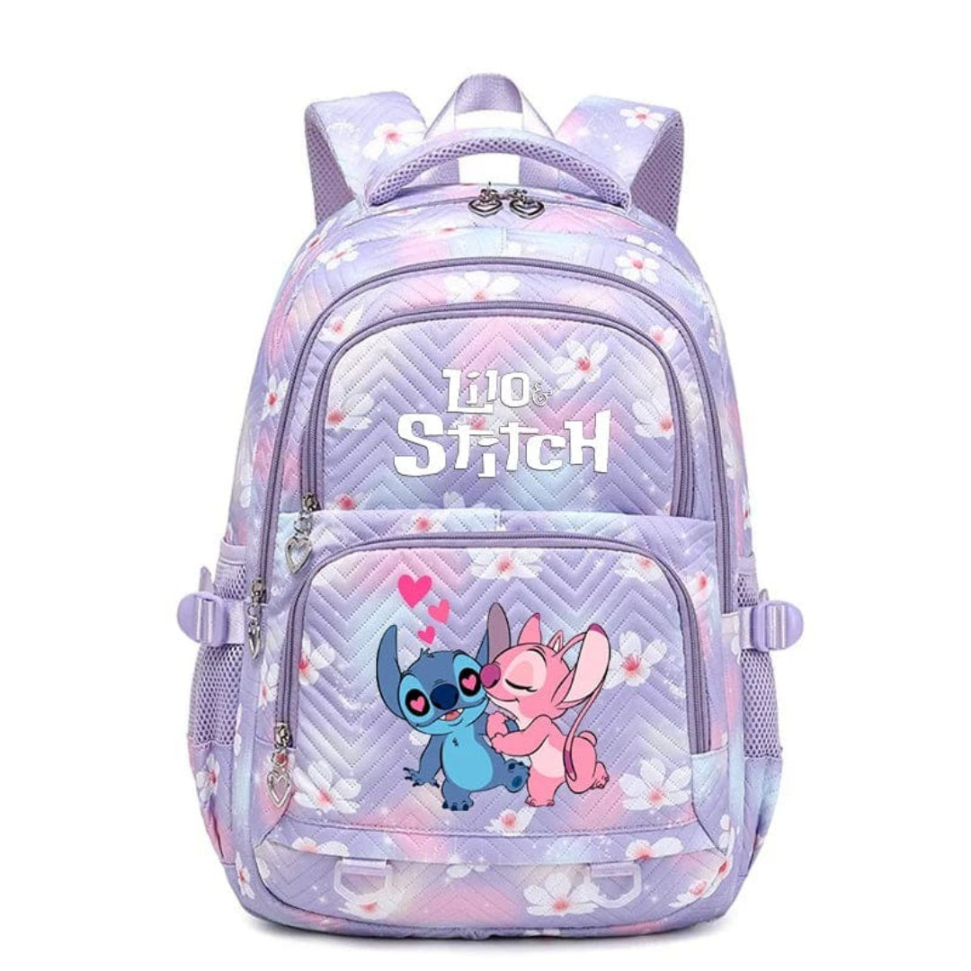 Skole rygsæk med figurmotiv og mange lommer