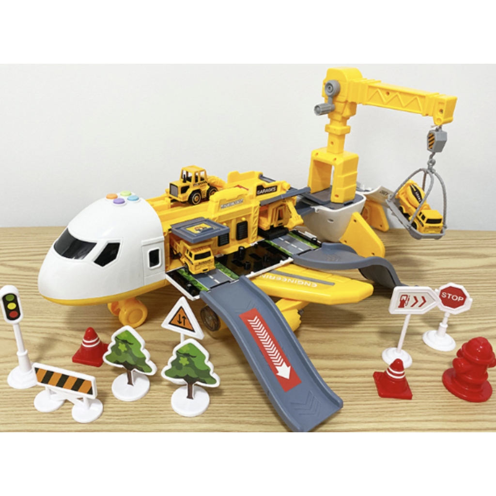Toy Airplane Playset with Lights, Sounds, Mini Vehicles and Ramps - Image 12