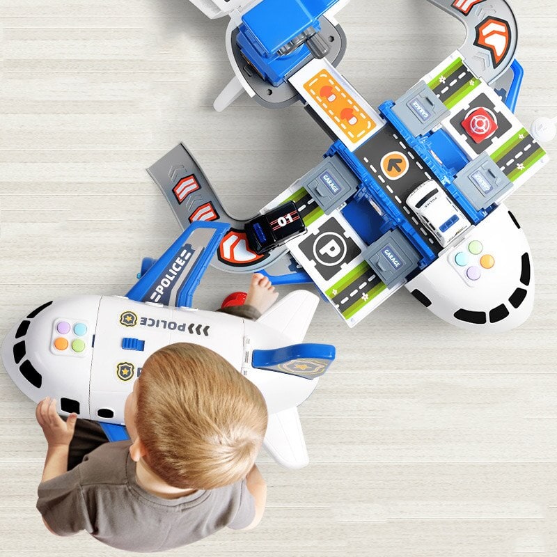 Toy Airplane Playset with Lights, Sounds, Mini Vehicles and Ramps - Image 3