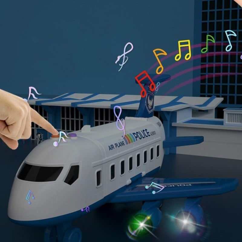 Toy Airplane Playset with Lights, Sounds, Mini Vehicles and Ramps - Image 4