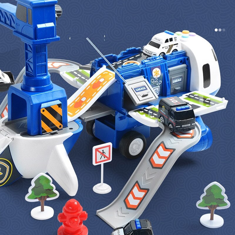 Toy Airplane Playset with Lights, Sounds, Mini Vehicles and Ramps - Image 6