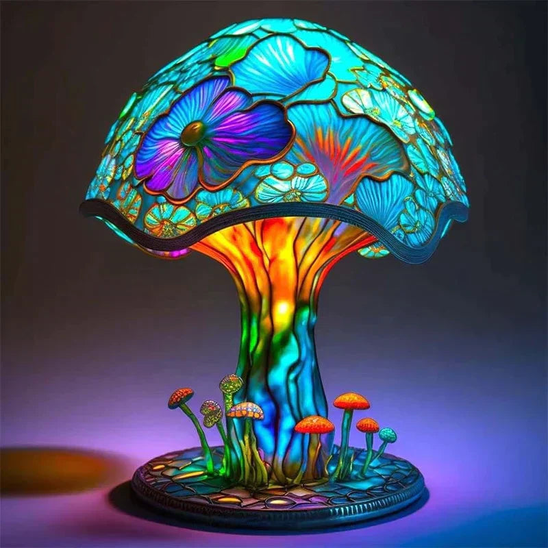 Fantasy Dekoracyjna Lampa Stołowa Ciepłe Światło w Stylu Witrażowym