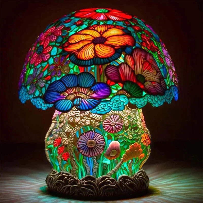 Fantasy Decorative Table Lamp Warm Stained Glass Style Light