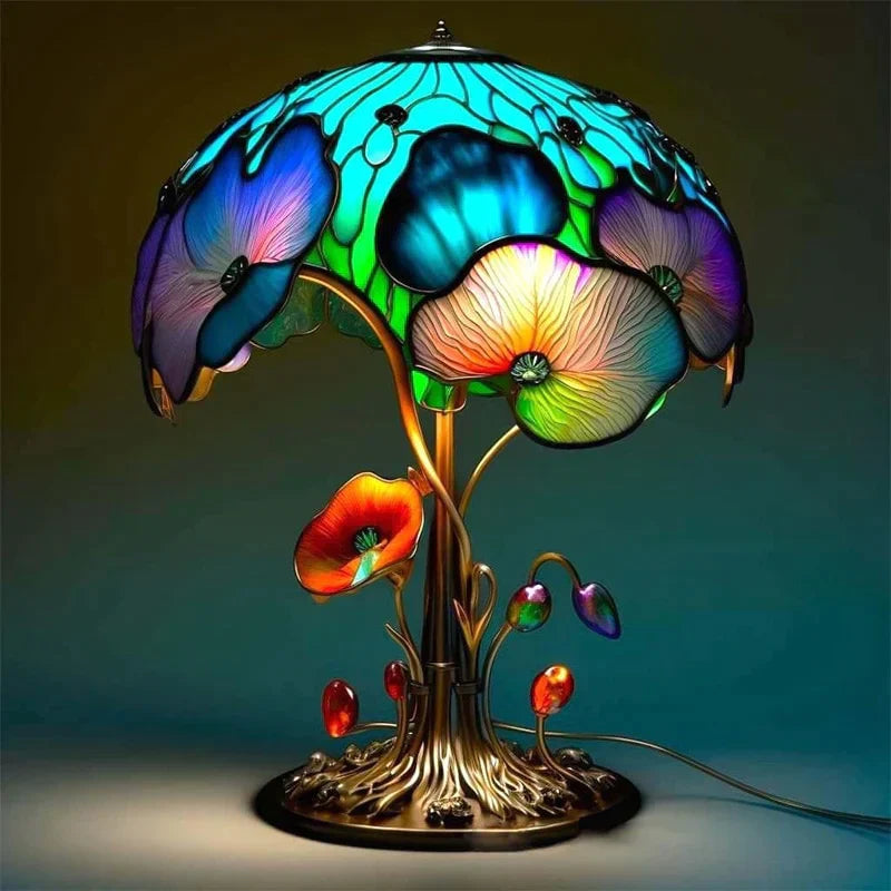 Fantasy Decorative Table Lamp Warm Stained Glass Style Light