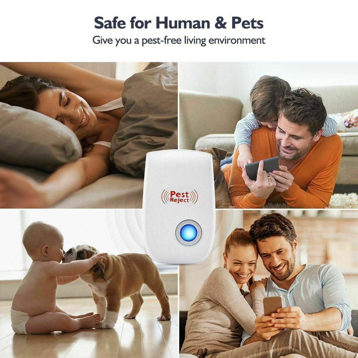 Ultrasonic Pest Repeller with LED Light for Indoor Electronic Rodent and Bug Control - Image 4