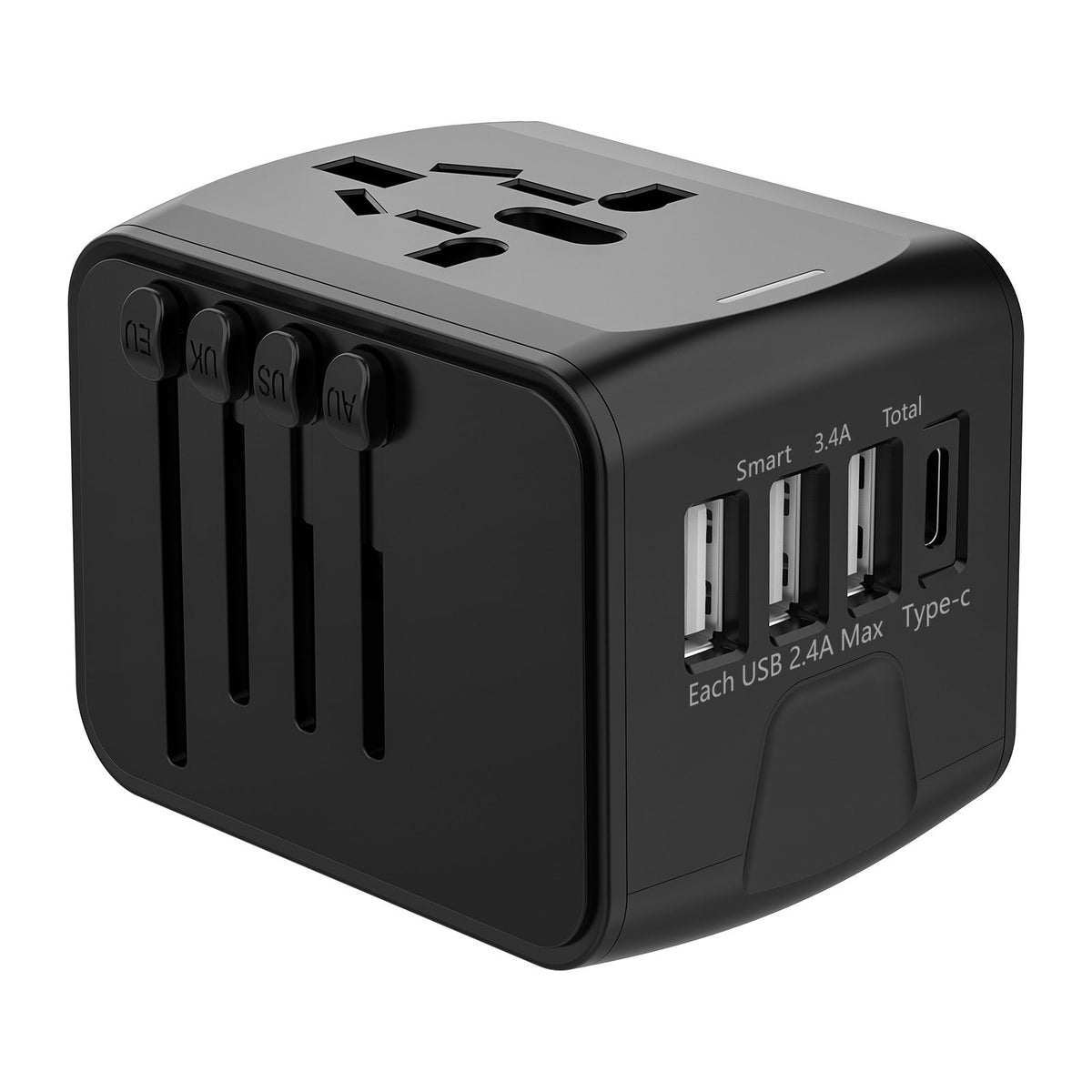 Uniwersalny Adapter Turystyczny z 4 Wtyczkami i Portami Usb-A Usb-C - Image 1