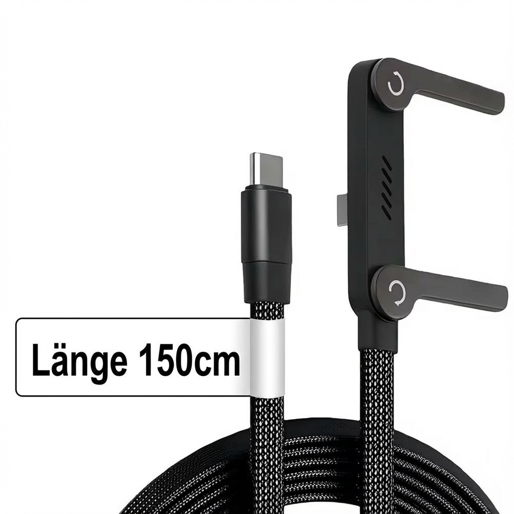 Usb-C to Cable with Integrated Folding Phone Stand and 240w Fast Charging - Image 4