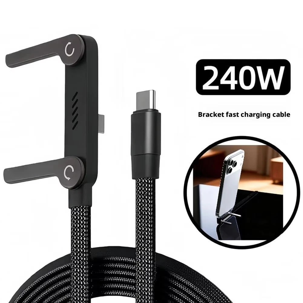 Usb-C to Cable with Integrated Folding Phone Stand and 240w Fast Charging - Image 5