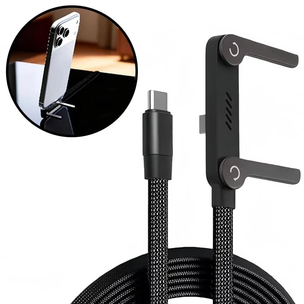 Usb-C to Cable with Integrated Folding Phone Stand and 240w Fast Charging - Image 7