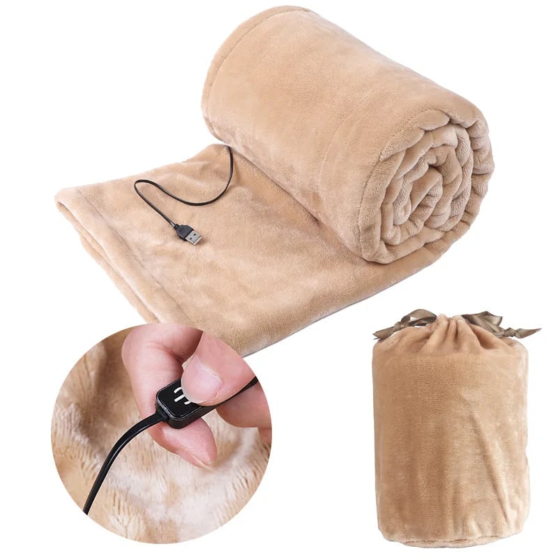 USB Heated Blanket with Soft Plush 3 Temperature Levels for Bed and Travel - Image 2