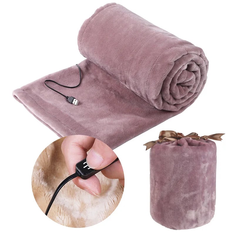 USB Heated Blanket with Soft Plush 3 Temperature Levels for Bed and Travel - Image 3