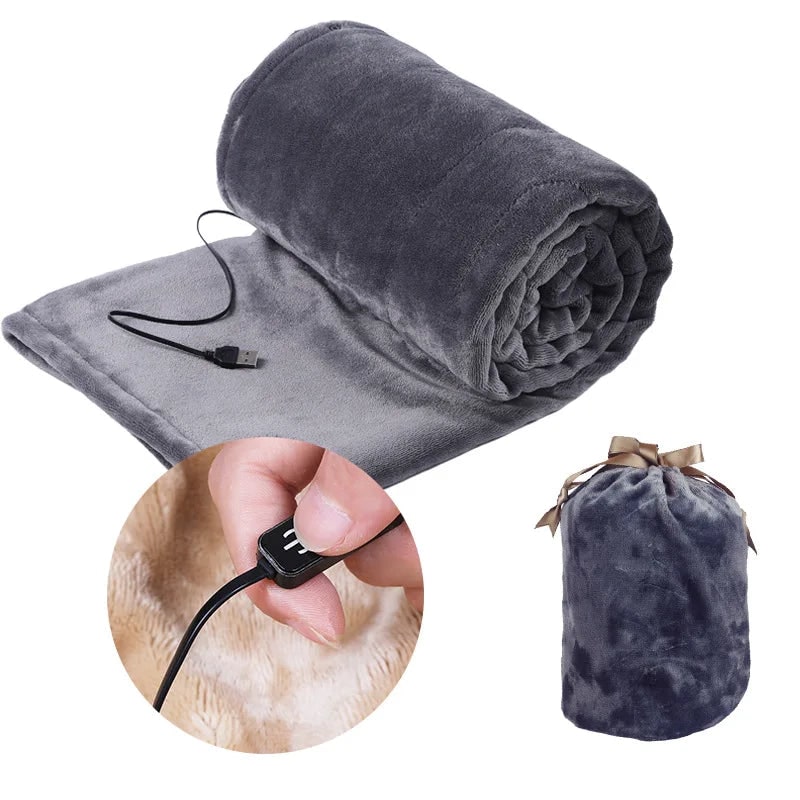 USB Heated Blanket with Soft Plush 3 Temperature Levels for Bed and Travel - Image 4