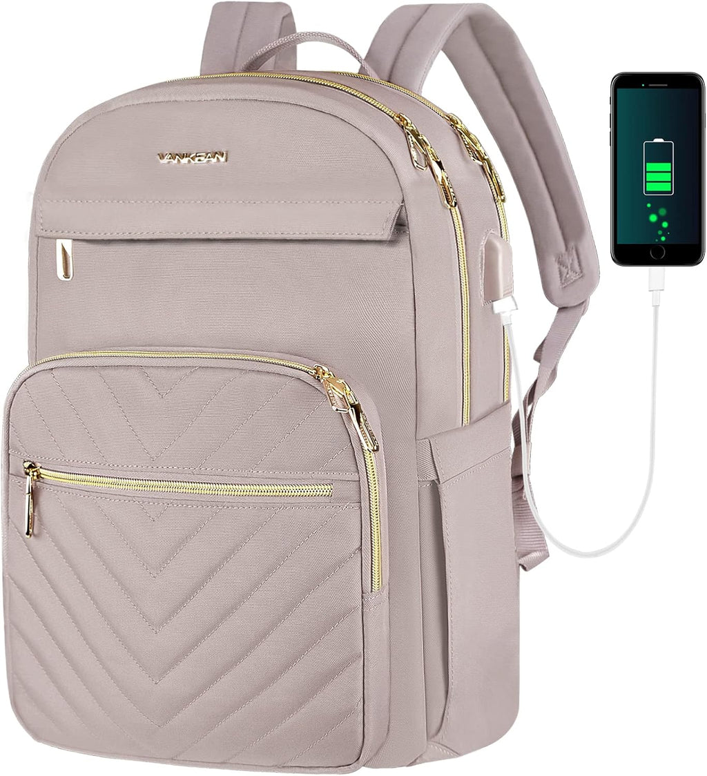 Sac à dos moderne imperméable pour ordinateur portable avec recharge USB, 15.6 pouces