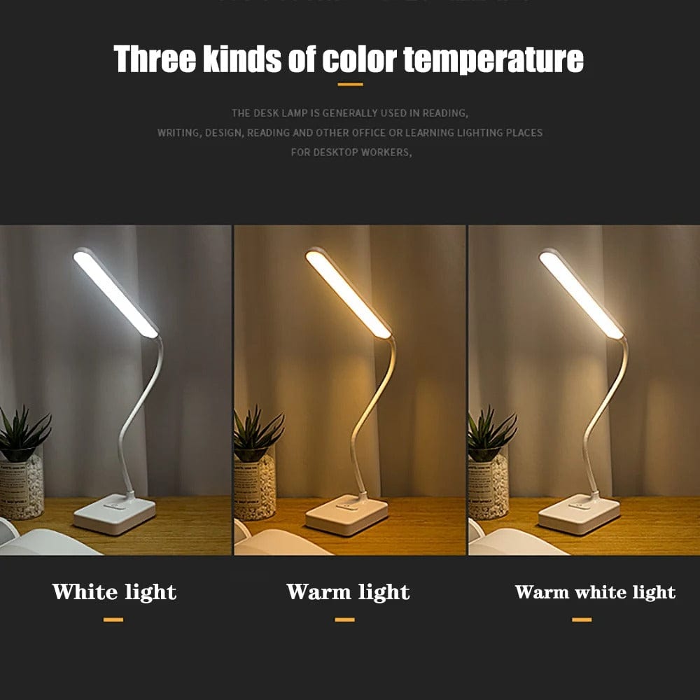 Lampe de bureau LED USB compacte, flexible et économe en énergie, rechargeable