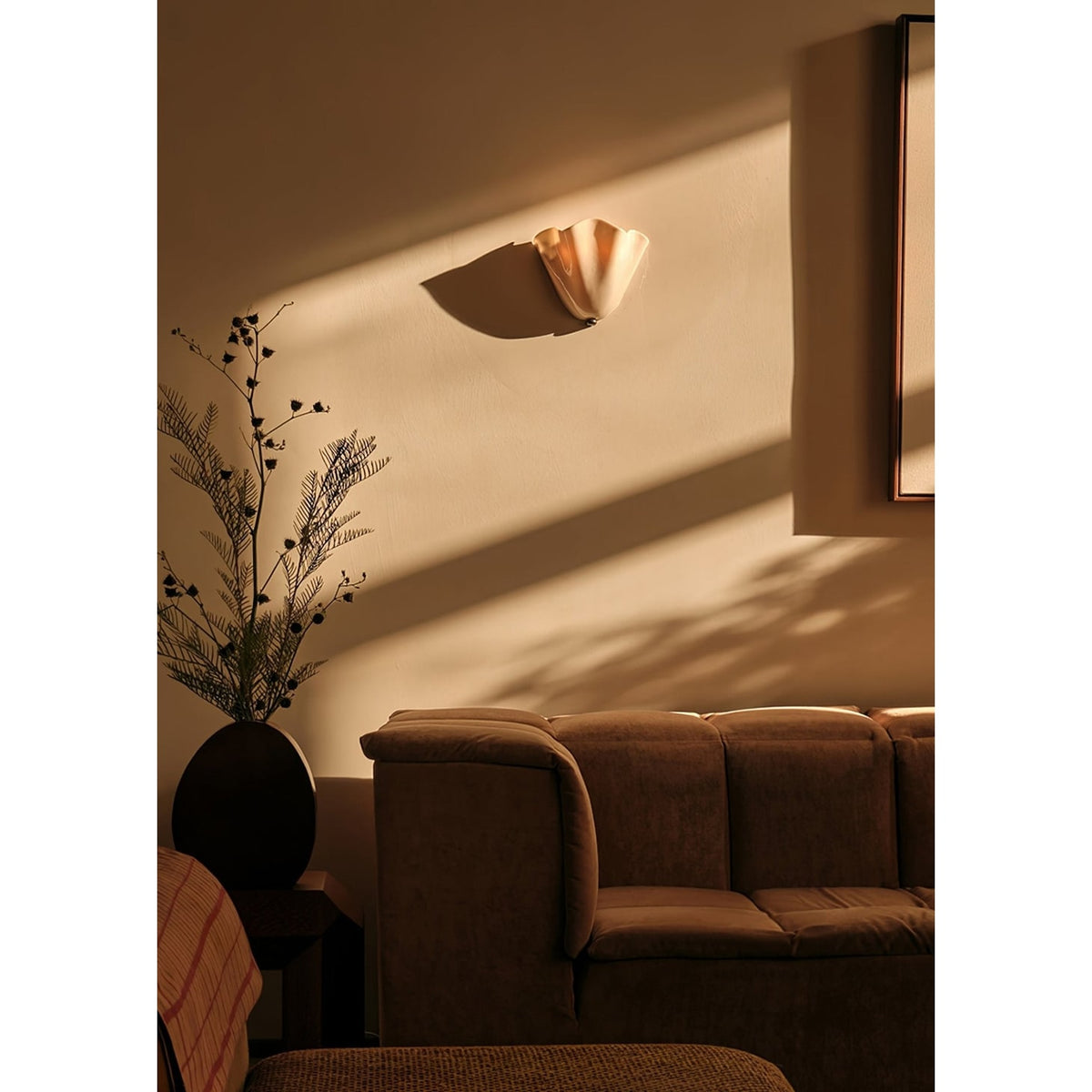 Wall Sconce Lighting with Wavy Glass Handkerchief Shade and Brass Finial - Image 20