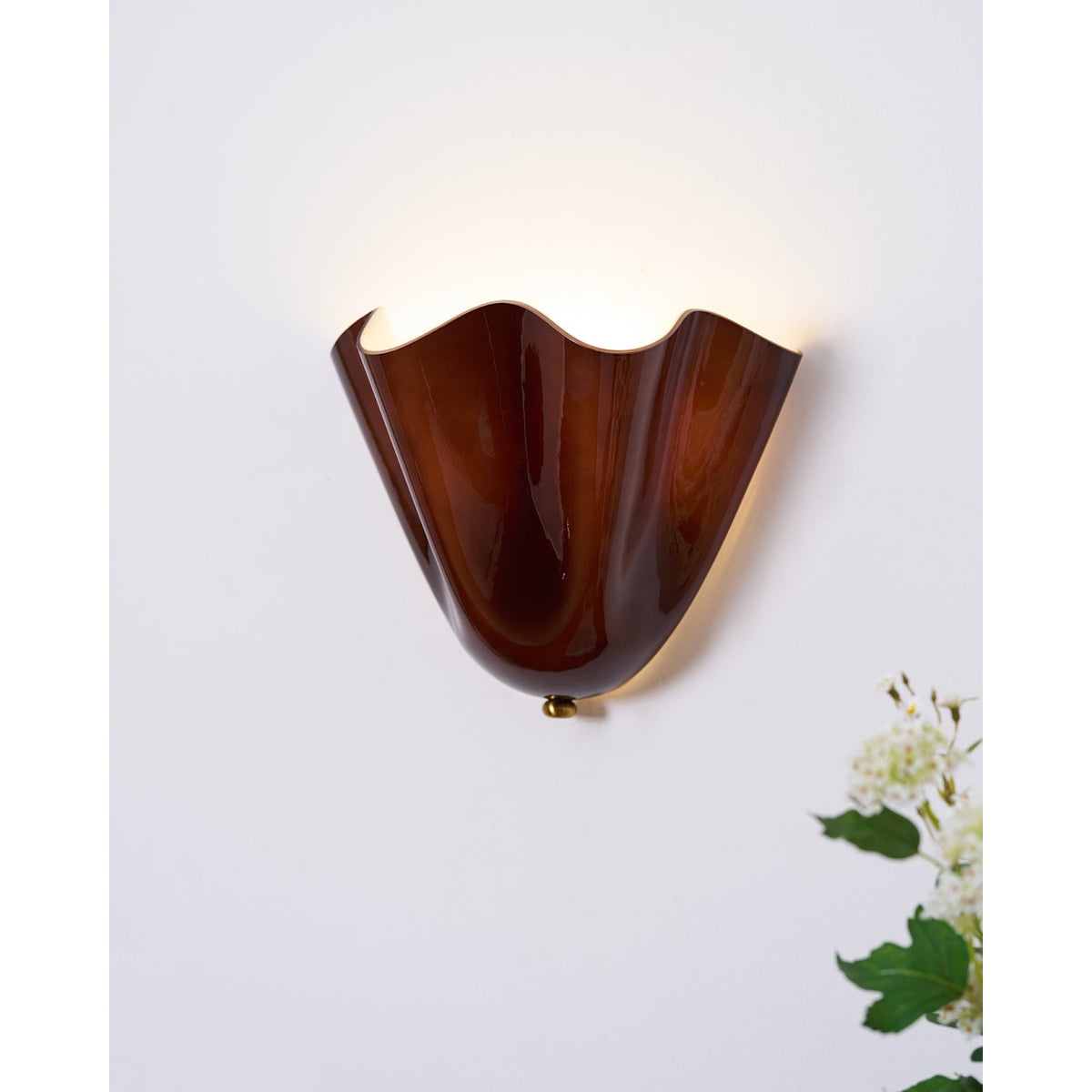 Wall Sconce Lighting with Wavy Glass Handkerchief Shade and Brass Finial - Image 38