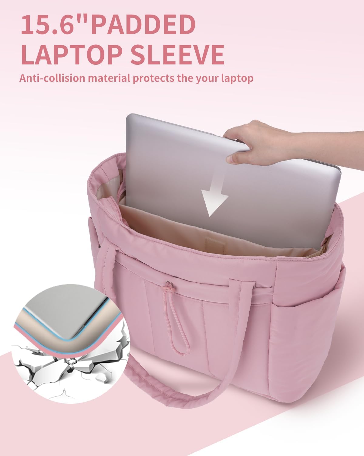 Elegancka tote torba na co dzień z przegrodą na kubek i bezpieczną przegrodą na laptopa