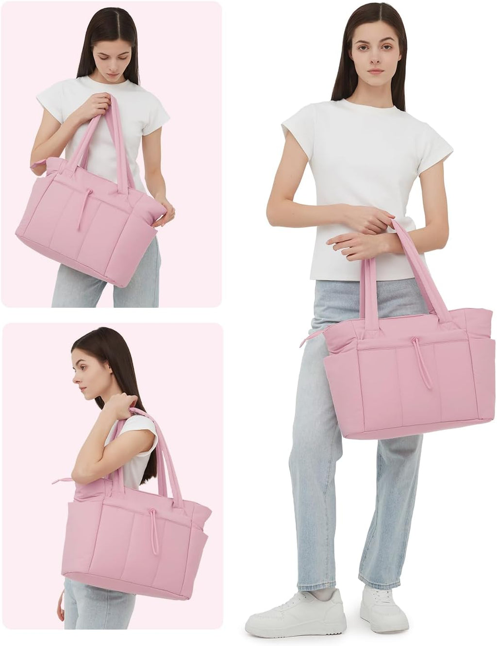 Elegancka tote torba na co dzień z przegrodą na kubek i bezpieczną przegrodą na laptopa