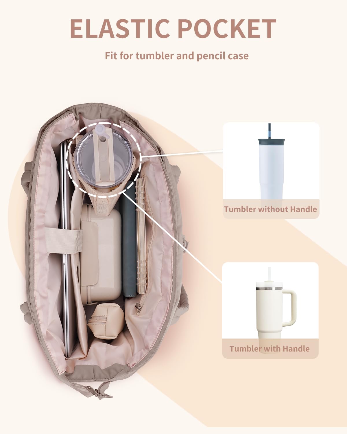 Elegancka tote torba na co dzień z przegrodą na kubek i bezpieczną przegrodą na laptopa