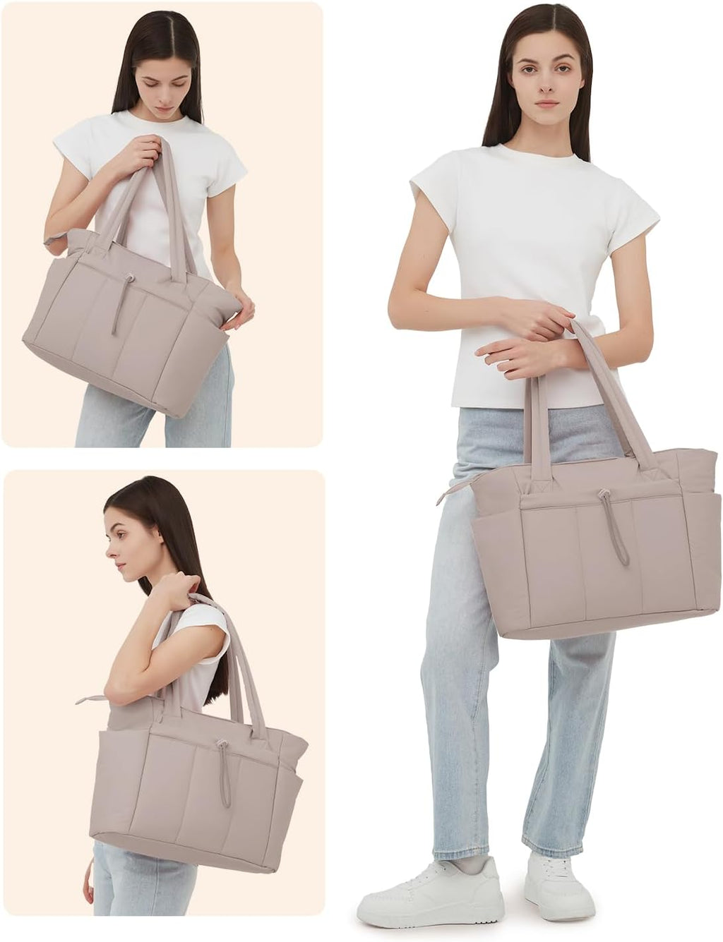 Elegancka tote torba na co dzień z przegrodą na kubek i bezpieczną przegrodą na laptopa