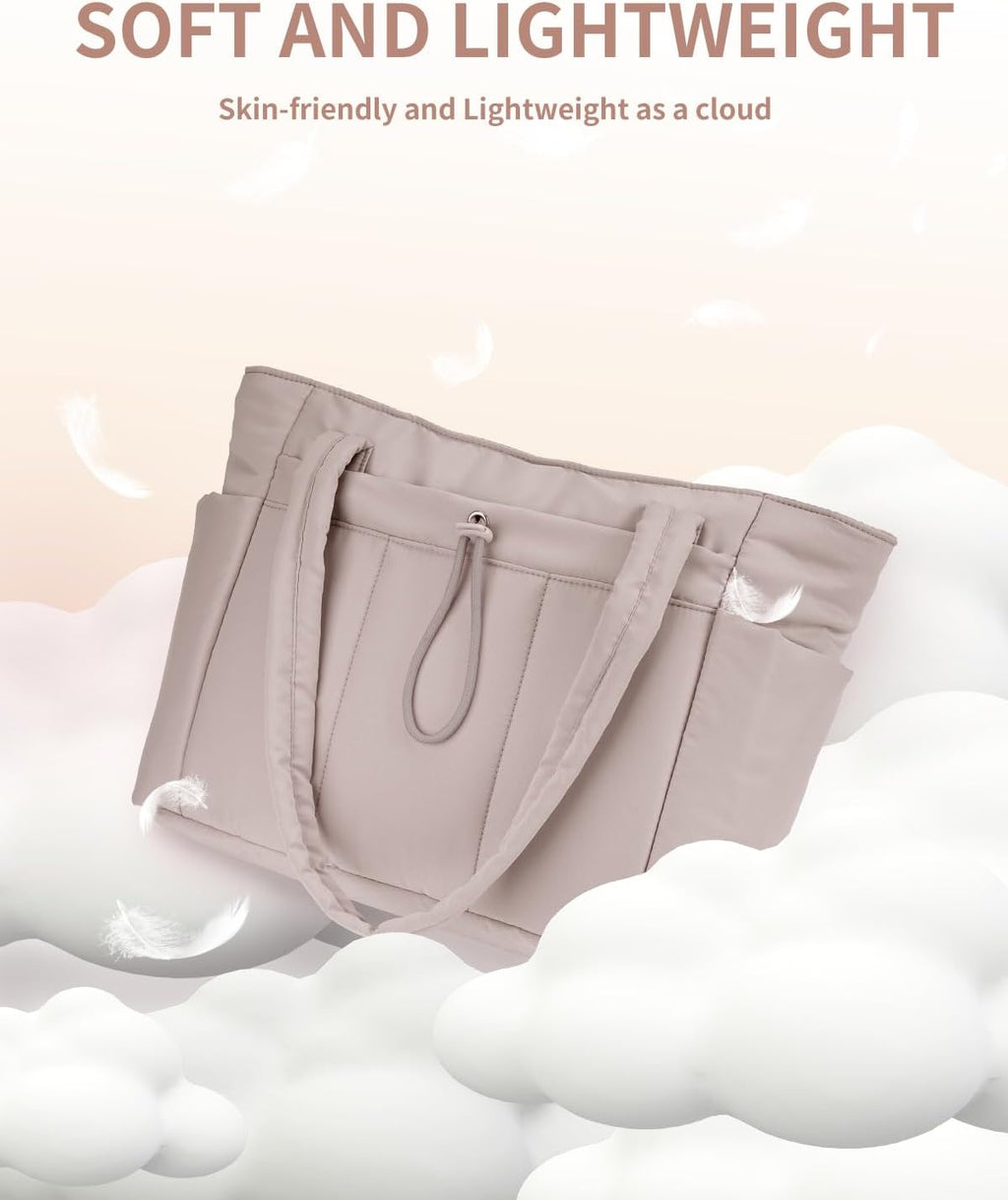 Elegancka tote torba na co dzień z przegrodą na kubek i bezpieczną przegrodą na laptopa