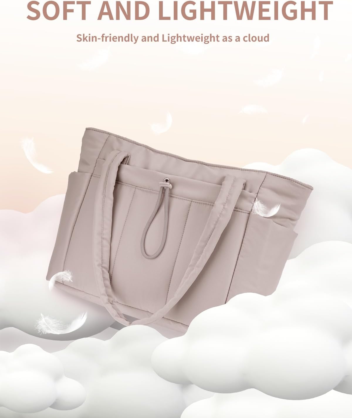 Elegancka tote torba na co dzień z przegrodą na kubek i bezpieczną przegrodą na laptopa