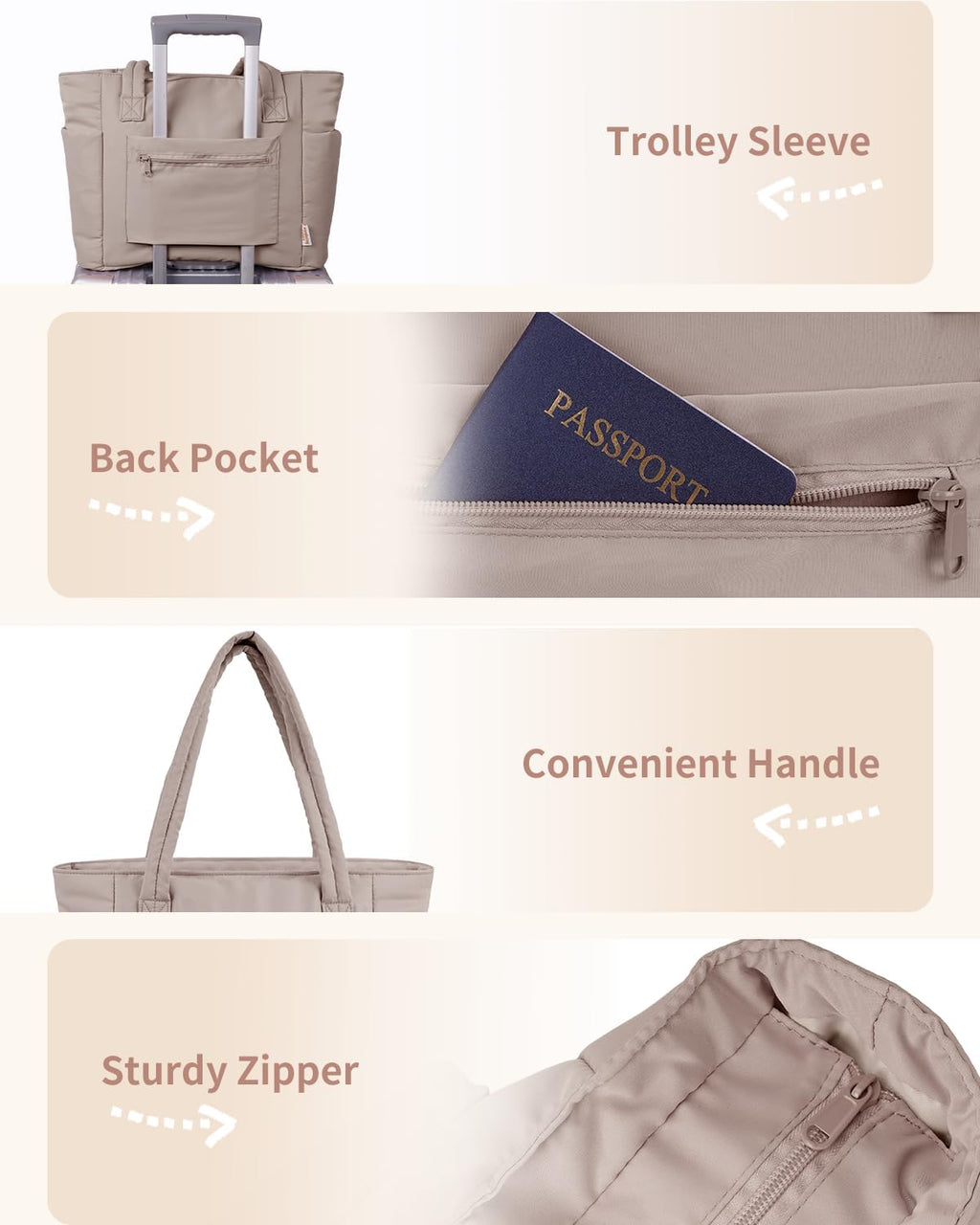 Elegancka tote torba na co dzień z przegrodą na kubek i bezpieczną przegrodą na laptopa