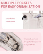 Elegancka tote torba na co dzień z przegrodą na kubek i bezpieczną przegrodą na laptopa