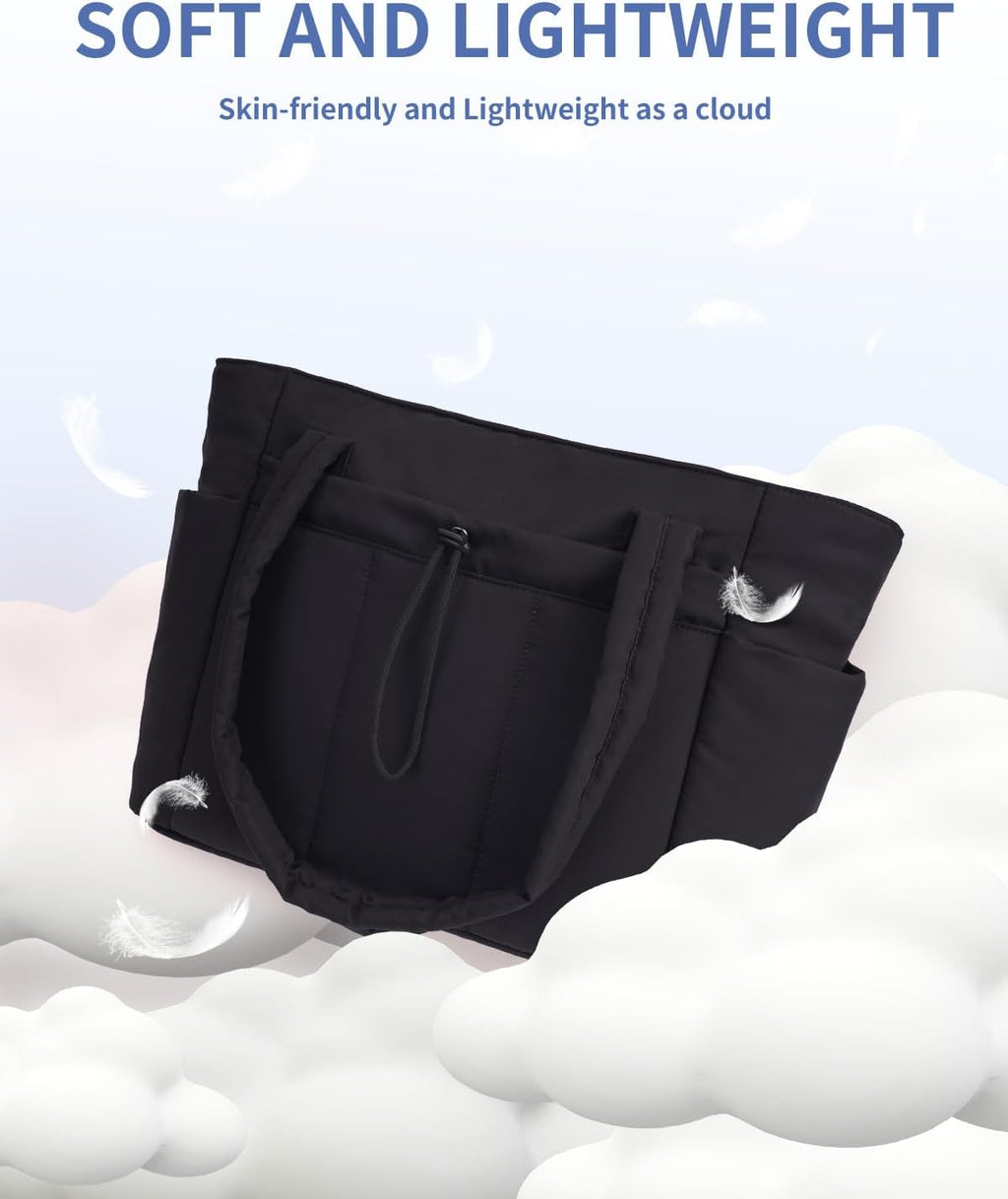 Elegancka tote torba na co dzień z przegrodą na kubek i bezpieczną przegrodą na laptopa