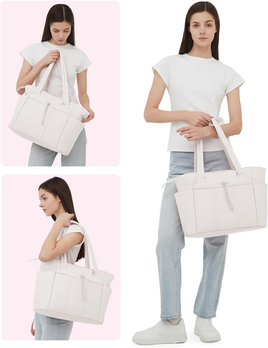 Elegancka tote torba na co dzień z przegrodą na kubek i bezpieczną przegrodą na laptopa