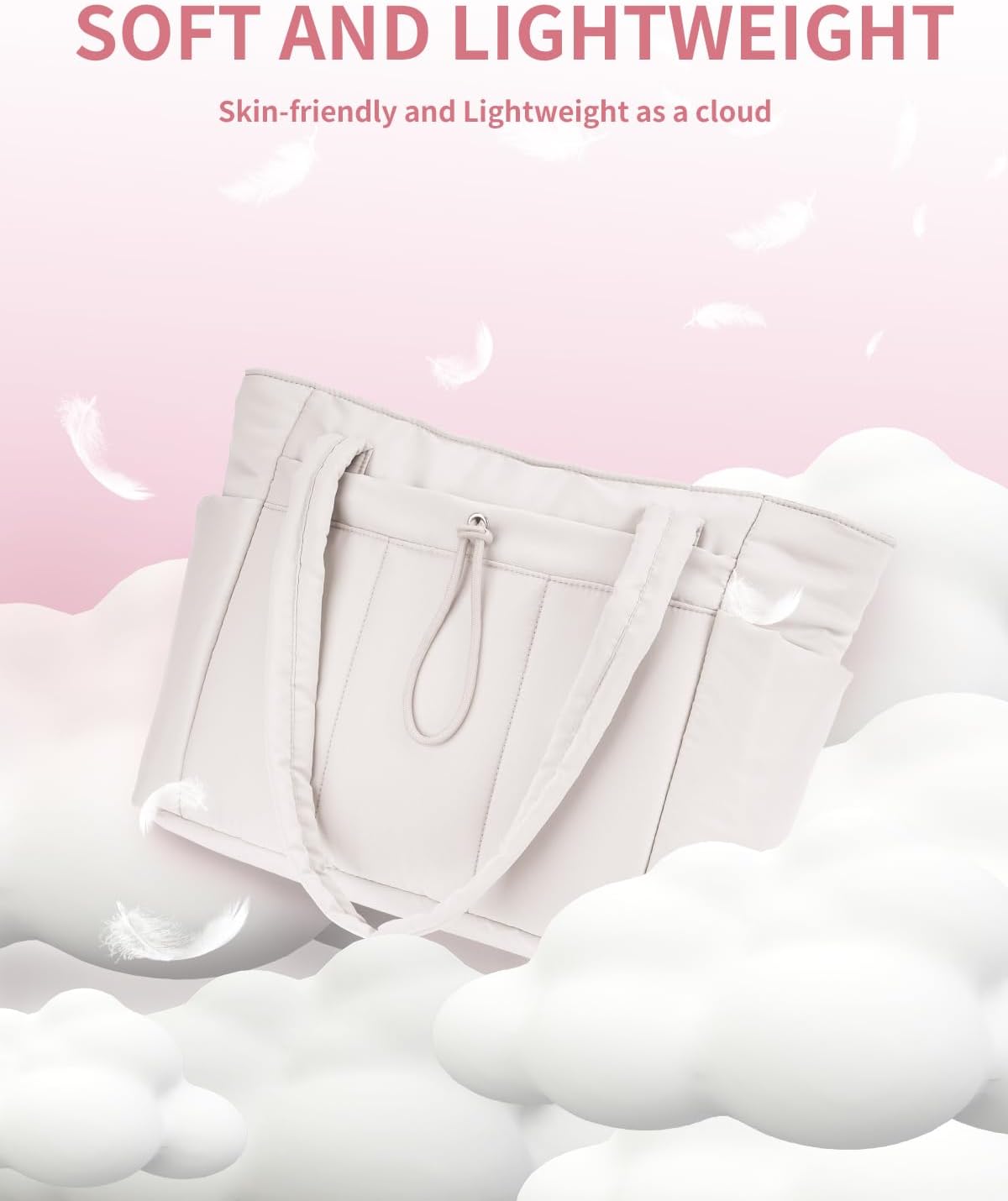 Elegancka tote torba na co dzień z przegrodą na kubek i bezpieczną przegrodą na laptopa