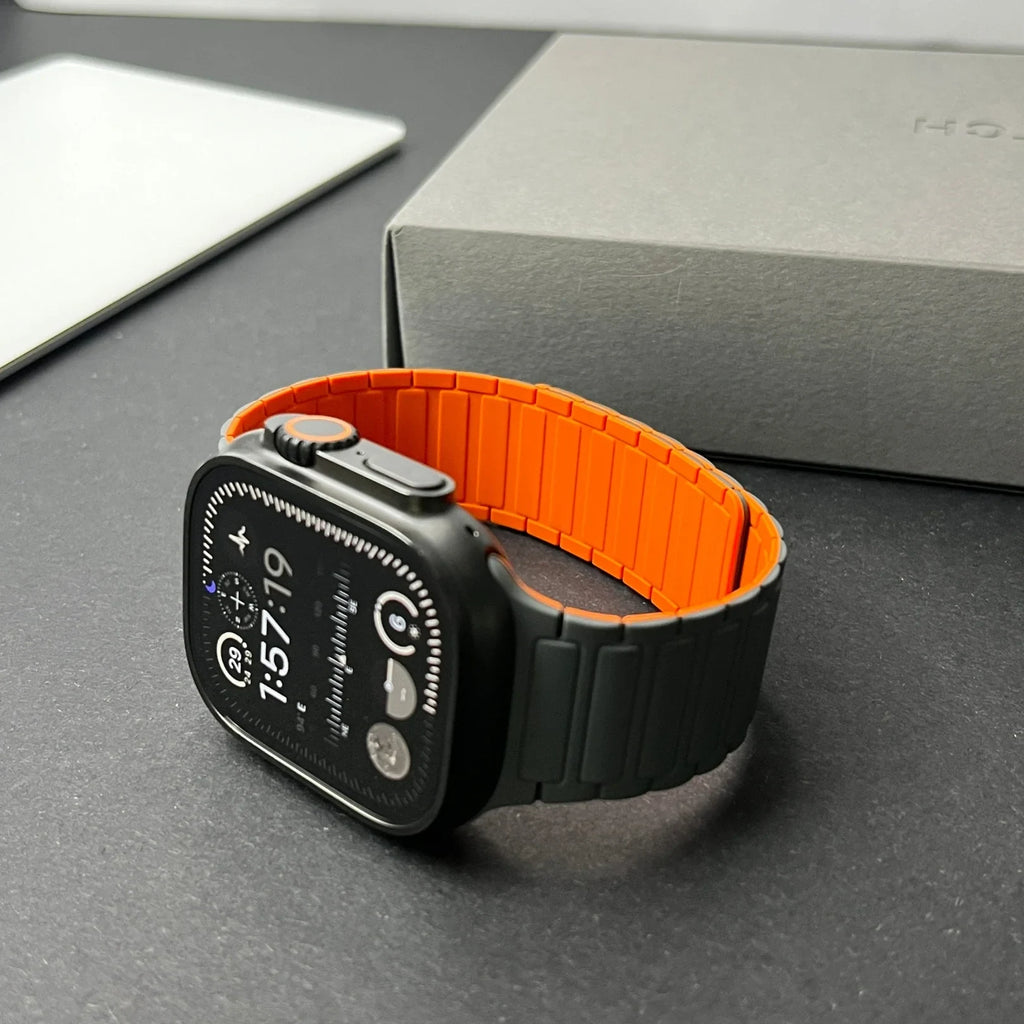 Watch Band with Magnetic Closure and Ribbed Silicone Design - Image 4