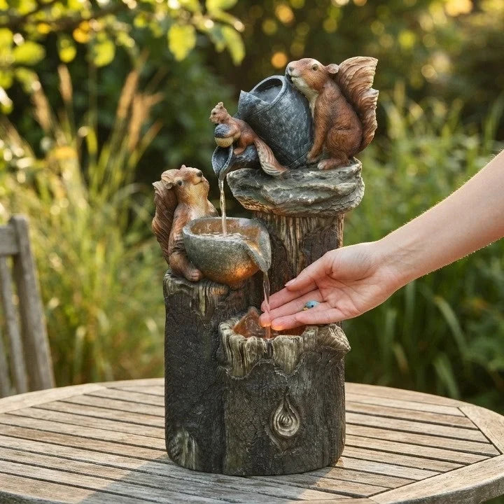 Water Fountain Solar Powered Tabletop with Hand-Painted Animal Figure and LED Lighting - Image 2