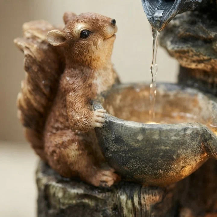 Water Fountain Solar Powered Tabletop with Hand-Painted Animal Figure and LED Lighting - Image 3