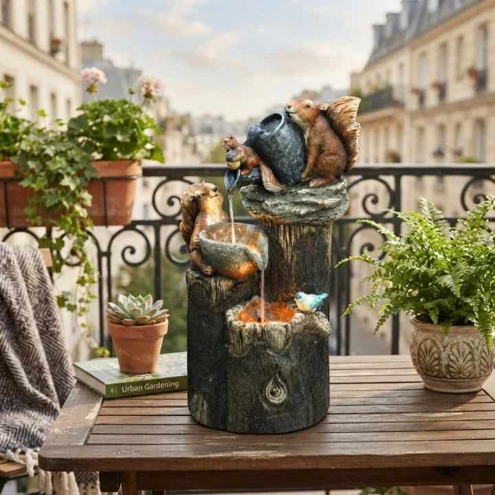 Water Fountain Solar Powered Tabletop with Hand-Painted Animal Figure and LED Lighting - Image 8