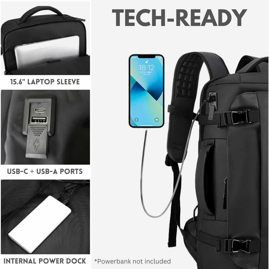 Water-Resistant Travel Laptop Backpack with USB Port and Luggage Strap - Image 7