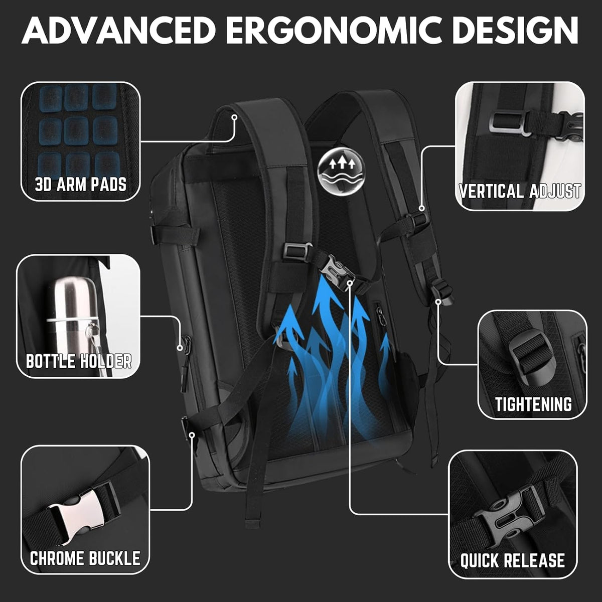 Water-Resistant Travel Laptop Backpack with USB Port and Luggage Strap - Image 8