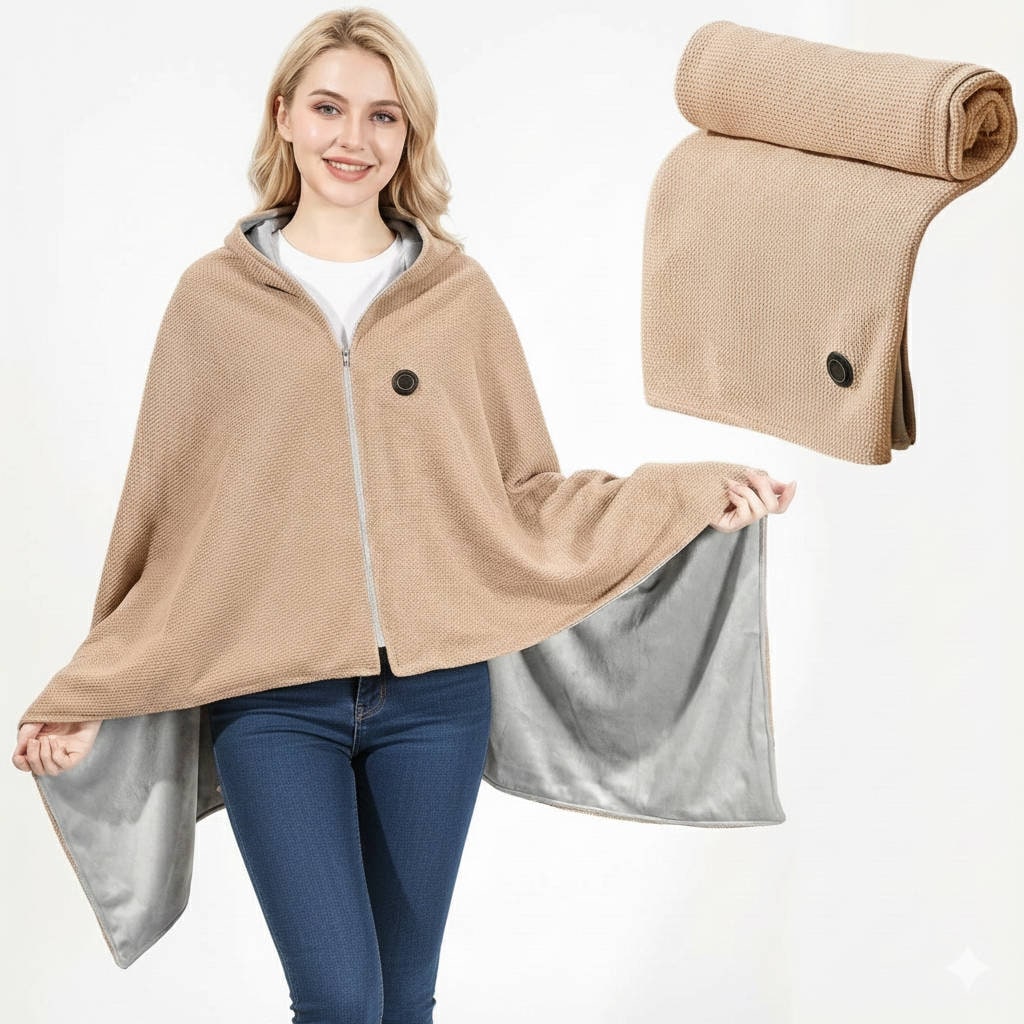 Wearable Heated Blanket with USB Power 8 Heating Zones and Zipper Closure - Image 1