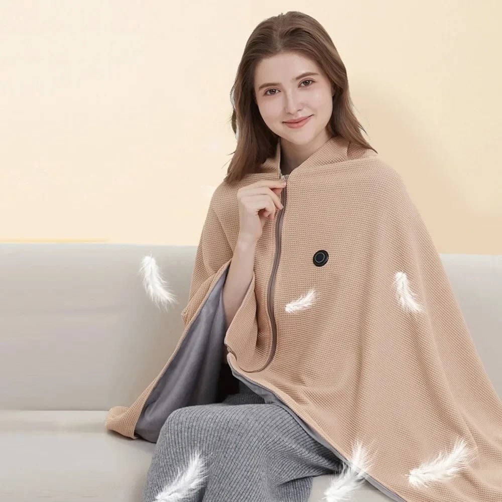 Wearable Heated Blanket with USB Power 8 Heating Zones and Zipper Closure - Image 3