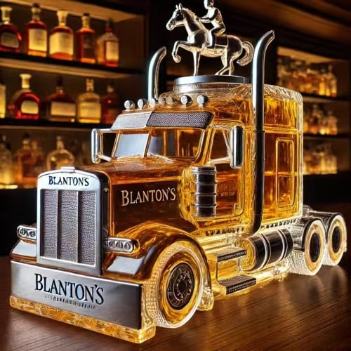 Whiskey Decanter Semi-Truck Glass Bottle with Decorative Stopper and Molded Wheels - Image 5