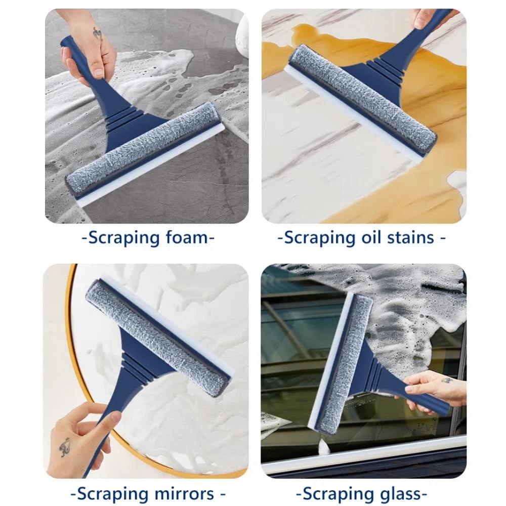 Window Squeegee with Microfiber Scrubber and Telescopic Stainless Steel Handle - Image 6