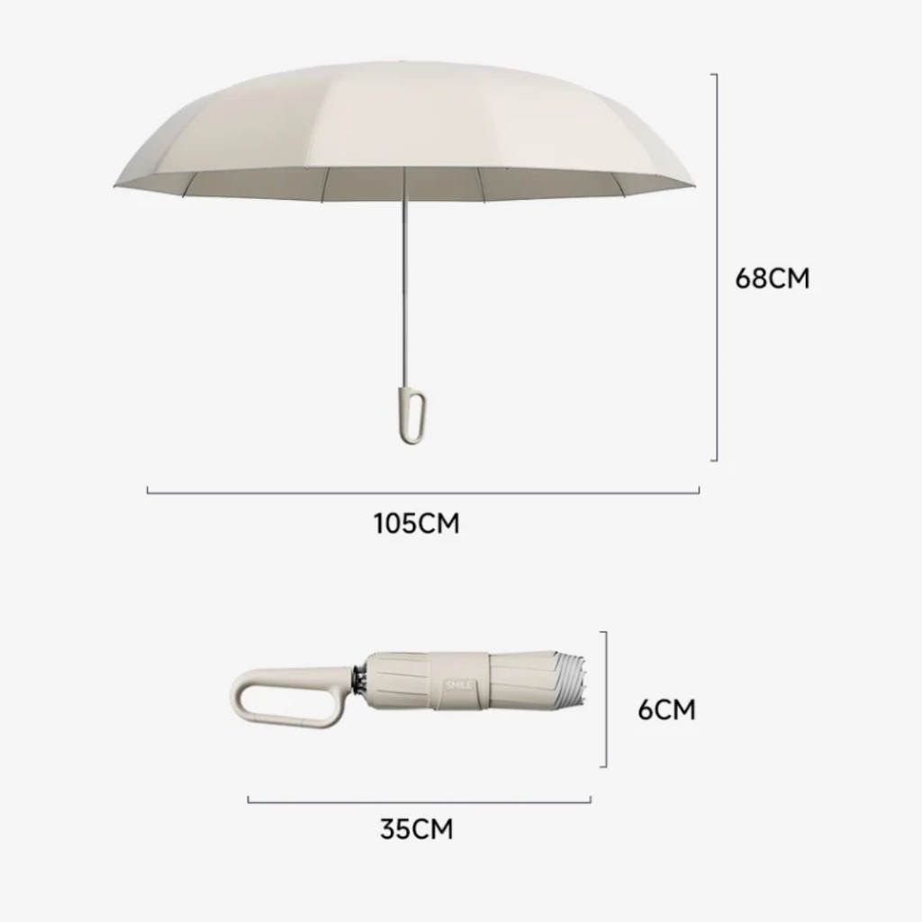 Windproof Travel Umbrella with Carabiner Handle Compact Collapsible Design and Wind-Resistant Ribs - Image 11