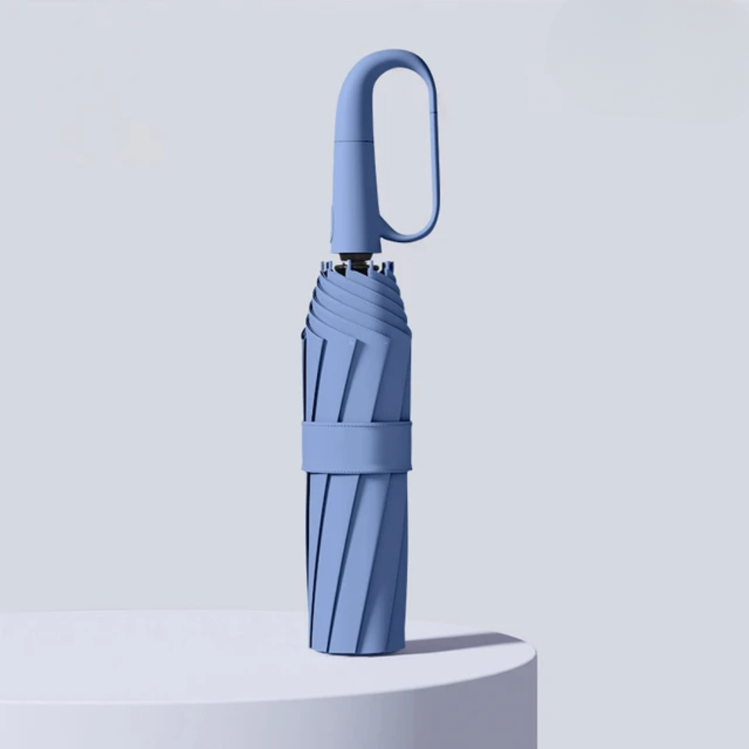 Windproof Travel Umbrella with Carabiner Handle Compact Collapsible Design and Wind-Resistant Ribs - Image 2