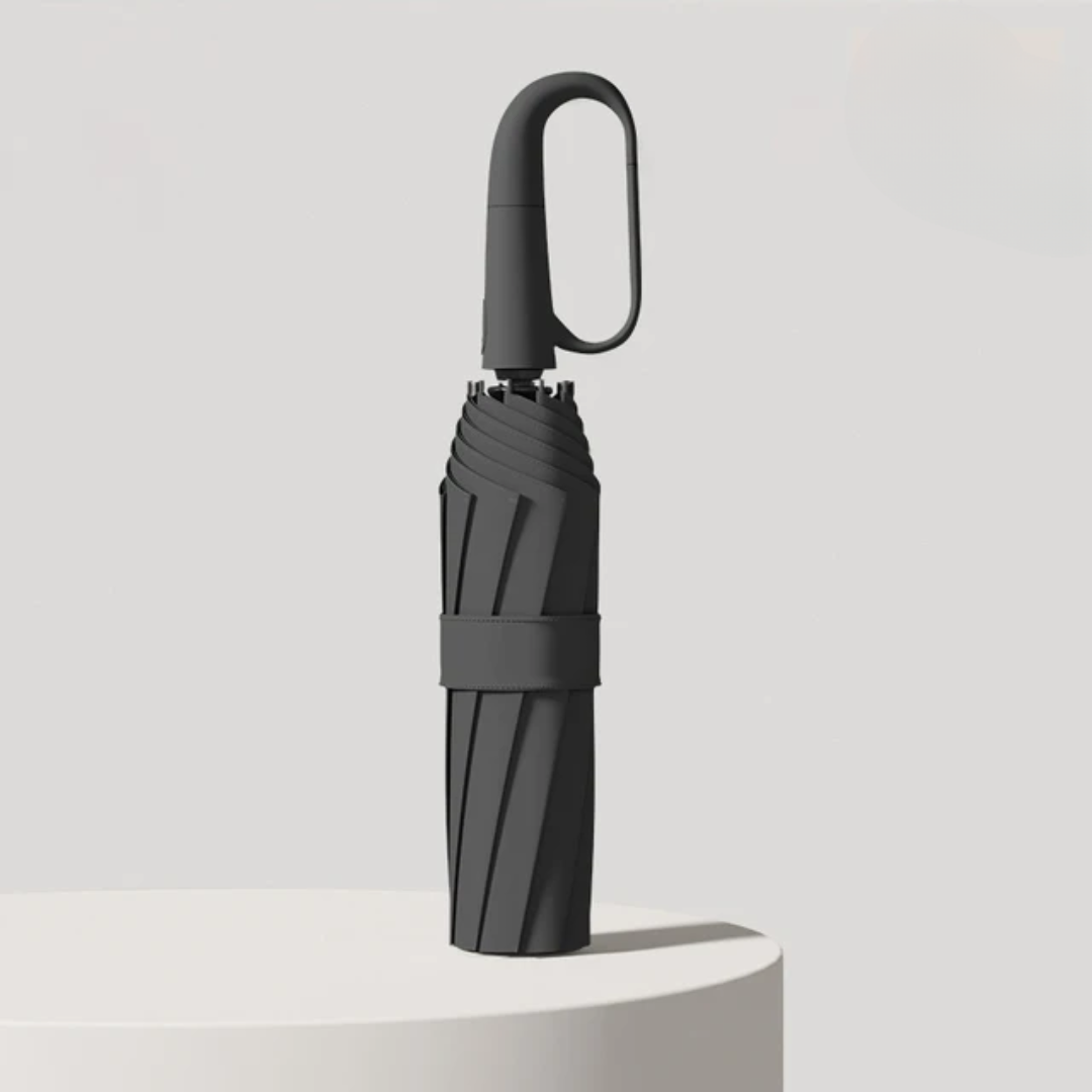 Windproof Travel Umbrella with Carabiner Handle Compact Collapsible Design and Wind-Resistant Ribs - Image 3