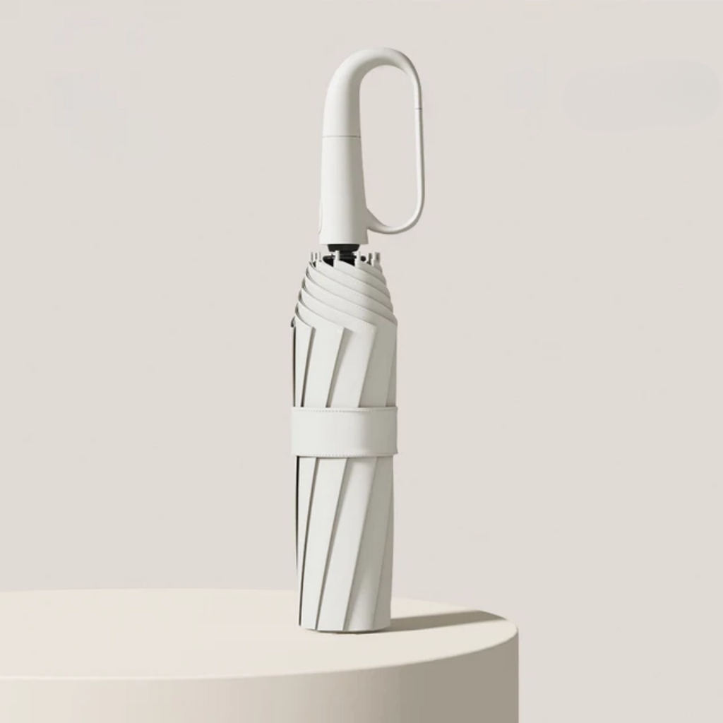 Windproof Travel Umbrella with Carabiner Handle Compact Collapsible Design and Wind-Resistant Ribs - Image 4