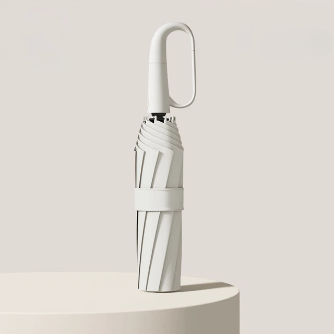 Windproof Travel Umbrella with Carabiner Handle Compact Collapsible Design and Wind-Resistant Ribs - Image 4