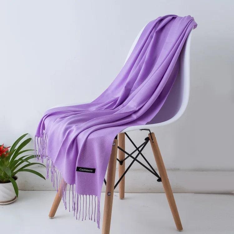 Women's Cashmere Knit Scarf with Twisted Fringe and Matte Finish - Image 10