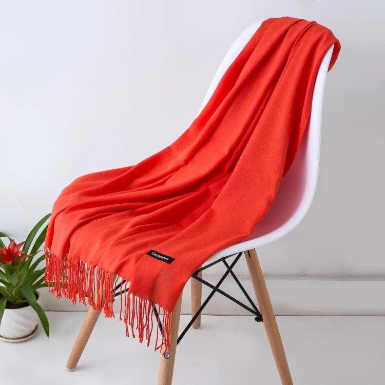 Women's Cashmere Knit Scarf with Twisted Fringe and Matte Finish - Image 11