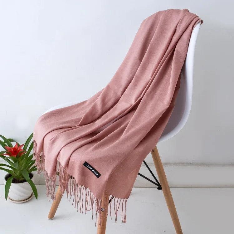 Women's Cashmere Knit Scarf with Twisted Fringe and Matte Finish - Image 13